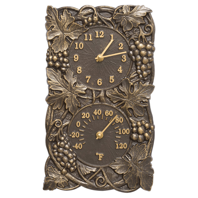 Whitehall Products Grapevine Indoor/Outdoor Wall Clock and Thermometer